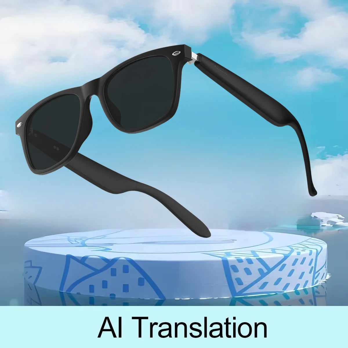 2025 AI Translation Smart Glasses – Bluetooth Call Headphones with UV Protective Lenses for Outdoor Sports