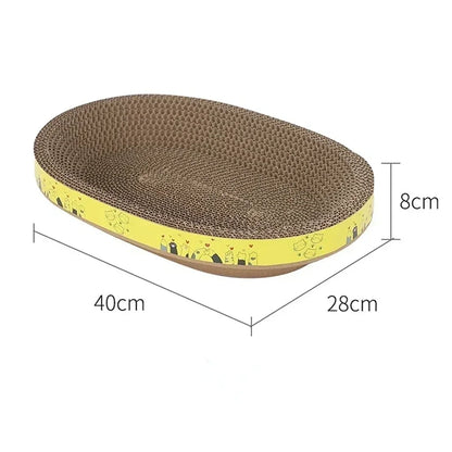 Cat Scratching Board – Oval Corrugated Paper Claw Grinding Toy, Wear-Resistant Furniture Protector & Cat Nest Accessory