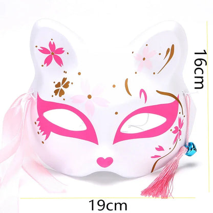 Hand-Painted Fox Mask –  Anime-Inspired Half-Face Cosplay Mask for Raves, Festivals, Masquerade Parties & Costumes