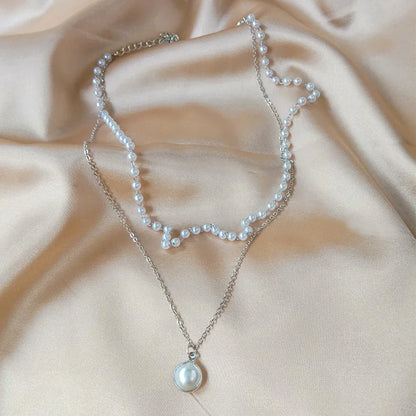 SUMENG 2024 Kpop Pearl Choker Necklace – Double Layer Pendant Jewelry Gift for Women