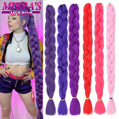 41" Jumbo Braiding Hair Extensions – Purple, Pink & Blue Ombre Synthetic Hair for Box Braids, Wholesale Support