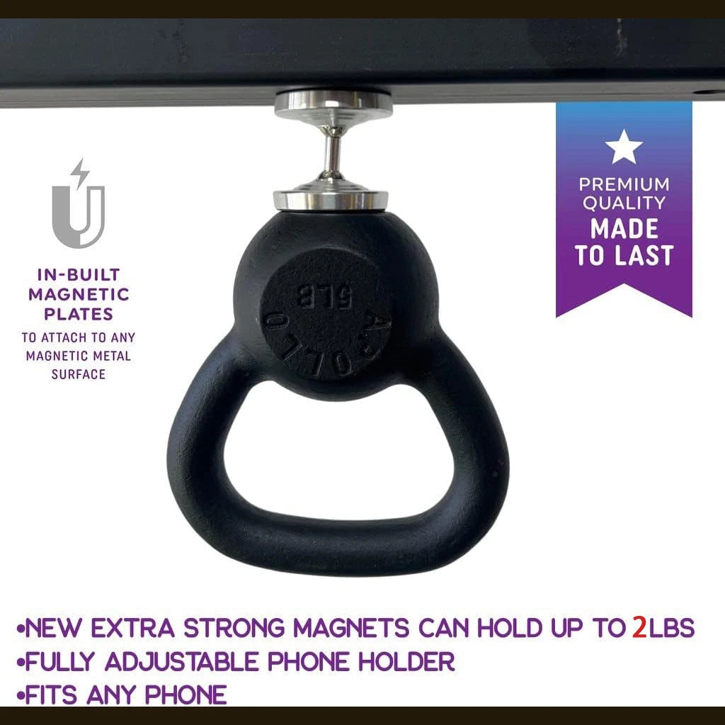 Dual Magnetic Gym Phone Holder - 360° Rotation, Double-Sided Strong Magnet for Workout Videos, Fits Any Smartphone