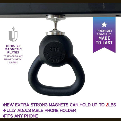 Dual Magnetic Gym Phone Holder - 360° Rotating Double-Sided Magnetic Smartphone Mount for Workout Videos