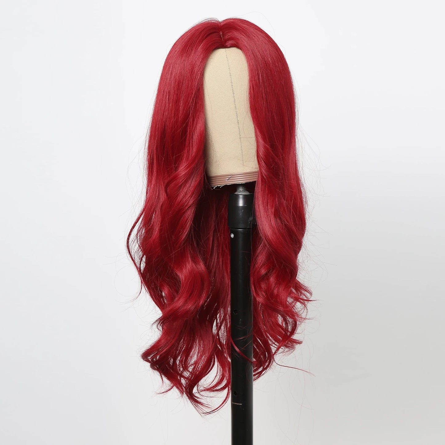 HENRY MARGU Red Synthetic Wig - Long Body Wavy Style, Natural Hairline, Heat-Resistant Fiber for Daily Wear, Parties, and Cosplay