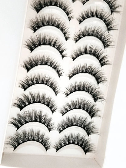HBZGTLAD 10 Pairs 3D Faux Mink False Eyelashes – Natural Long Look Short Mink Lash Extensions for Makeup & Beauty