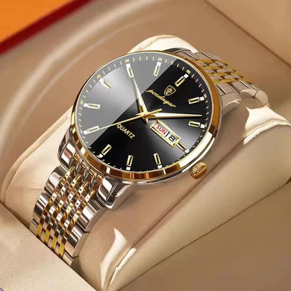 POEDAGAR Luxury Men's Sports Watch — Waterproof Luminous Stainless Steel Quartz Wristwatch with Date