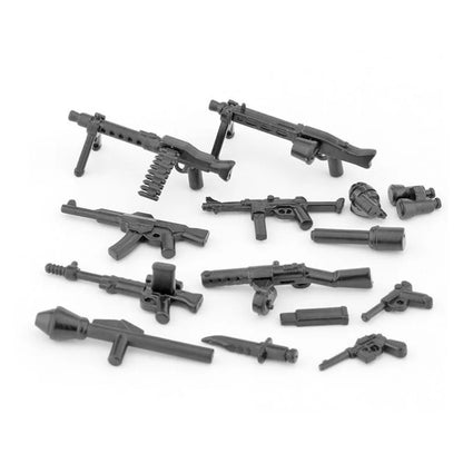 Military Building Blocks Soldier Set - Tactical Weapons Figures with Gatling Gun, Rifle, Mortar & Accessories Toy Kit