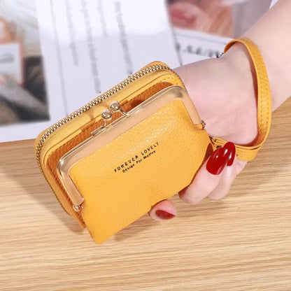 Women's Fashion Wallet with Wrist Strap - Short, Large Capacity Coin Clip Bag with Multiple Card Slots and Money Clip