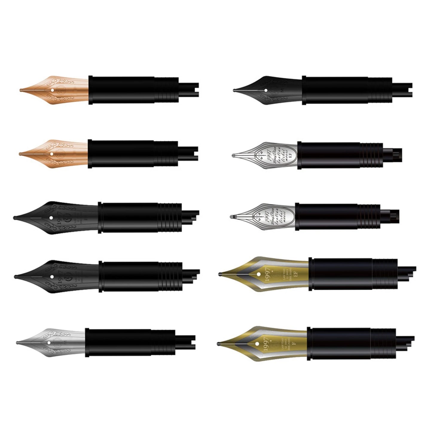 HongDian Fountain Pen Nibs — F/EF/B Replacement Tips for Pens, Spare Nibs for Office & Practice Use