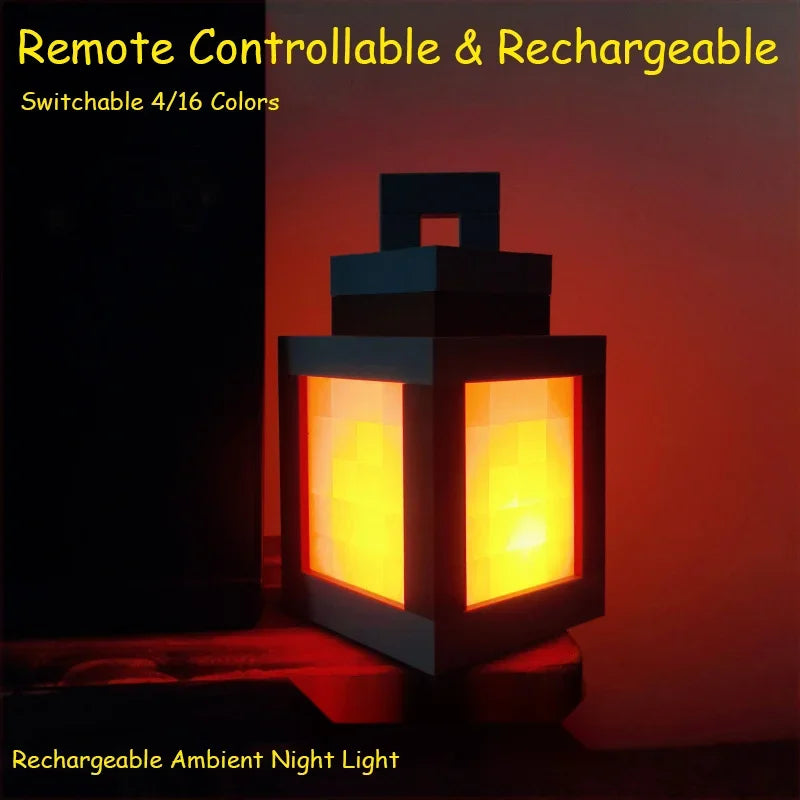 Mine WORLD Luminous Lantern Figurine – Rechargeable Game Torch Night Light for Kids’ Room & Christmas Decor