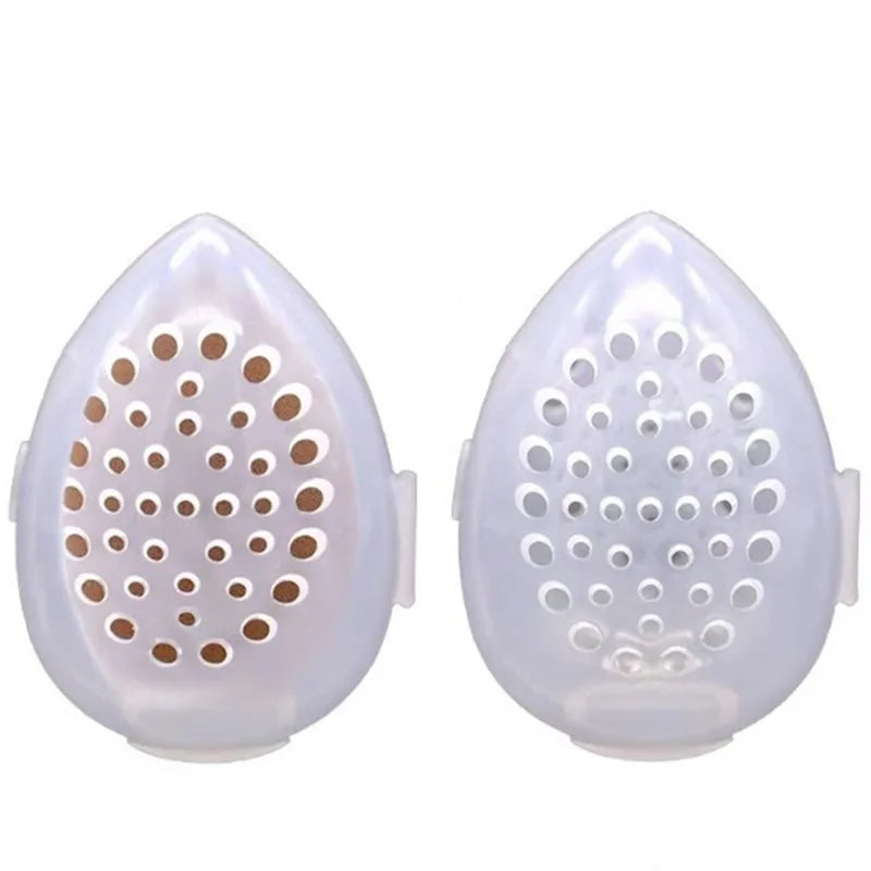 1pc Empty Transparent Puffs Drying Box - Portable Sponge Stand Cosmetic Egg Shaped Rack, Makeup Puff Holder Storage Case