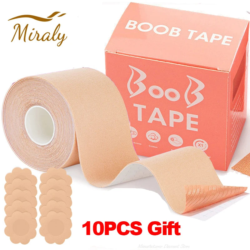 Women’s Boob Tape & Adhesive Bra Set – Invisible Push Up Breast Lift Tape with Nipple Covers & Strapless Support Pads