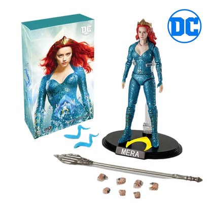 DC Justice League Movie Action Figures – Batman, Aquaman, Mera & Black Superman Collectible Toy Set