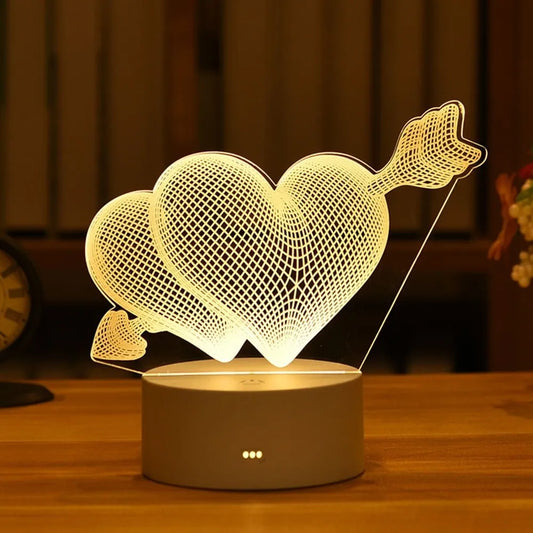 2024 Valentine's Day 3D Love Lamp: Acrylic Bear and Rose LED Night Light, Perfect Gift for Kids' Birthdays, Rabbit Easter Decor, and Wedding Decoration