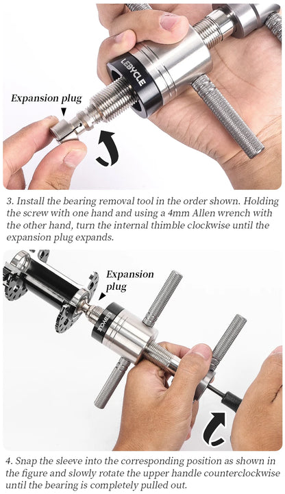 LEBYCLE Bike Hub Bearing Removal Tool — MTB & Road Bicycle Hub Tower Puller for Hub Repair