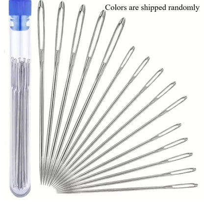 25Pcs Large Eye Stitching Sewing Needles Set – Stainless Steel Hand Sewing Tools for Leather, Yarn, Knitting & DIY Crafting Projects