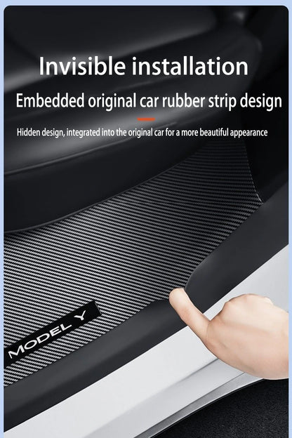 2/4/8PCS Tesla Model 3/Y Highland Door Sill Protector — ABS Anti-Kick Waterproof Threshold Strip for Front & Rear