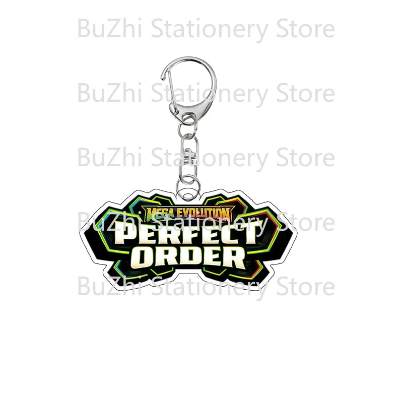 Anime Mega Evolution Acrylic Keychain 5cm – PTCG PKM Cartoon Game Logo Bag Charm Pendant Gift Toy for Boys & Girls Collection