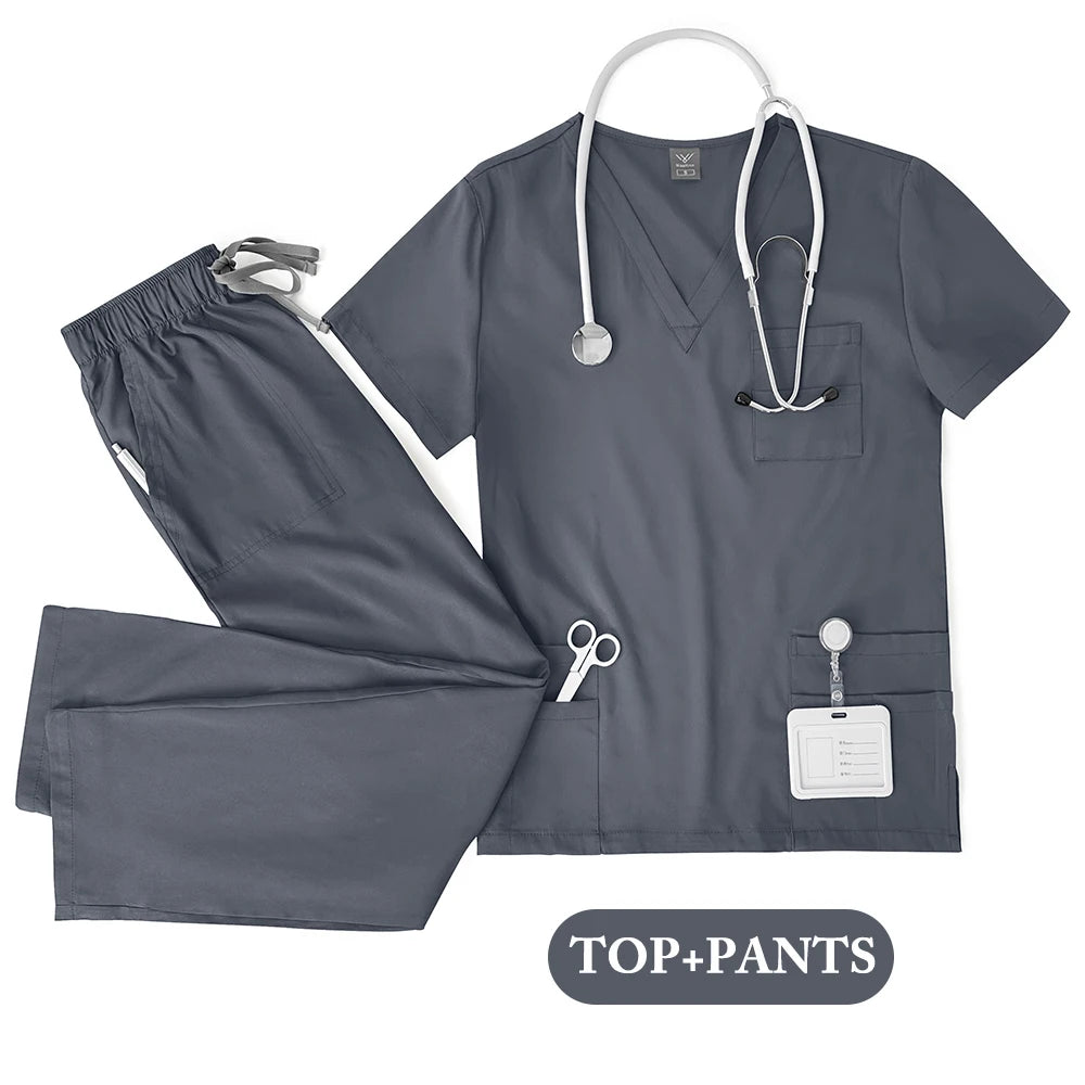 Unisex Medical Scrub Set - Nursing, Dental, Lab & Clinical Workwear Top and Pants