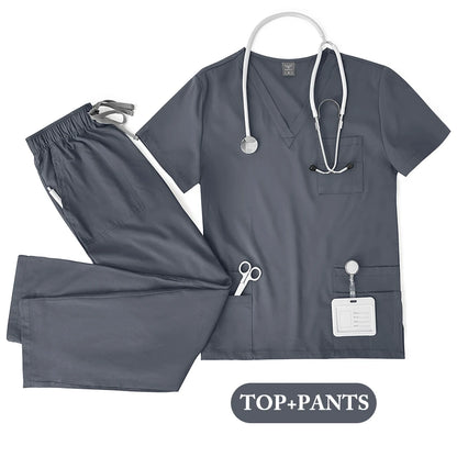 Unisex Medical Scrub Set - Nursing, Dental, Lab & Clinical Workwear Top and Pants