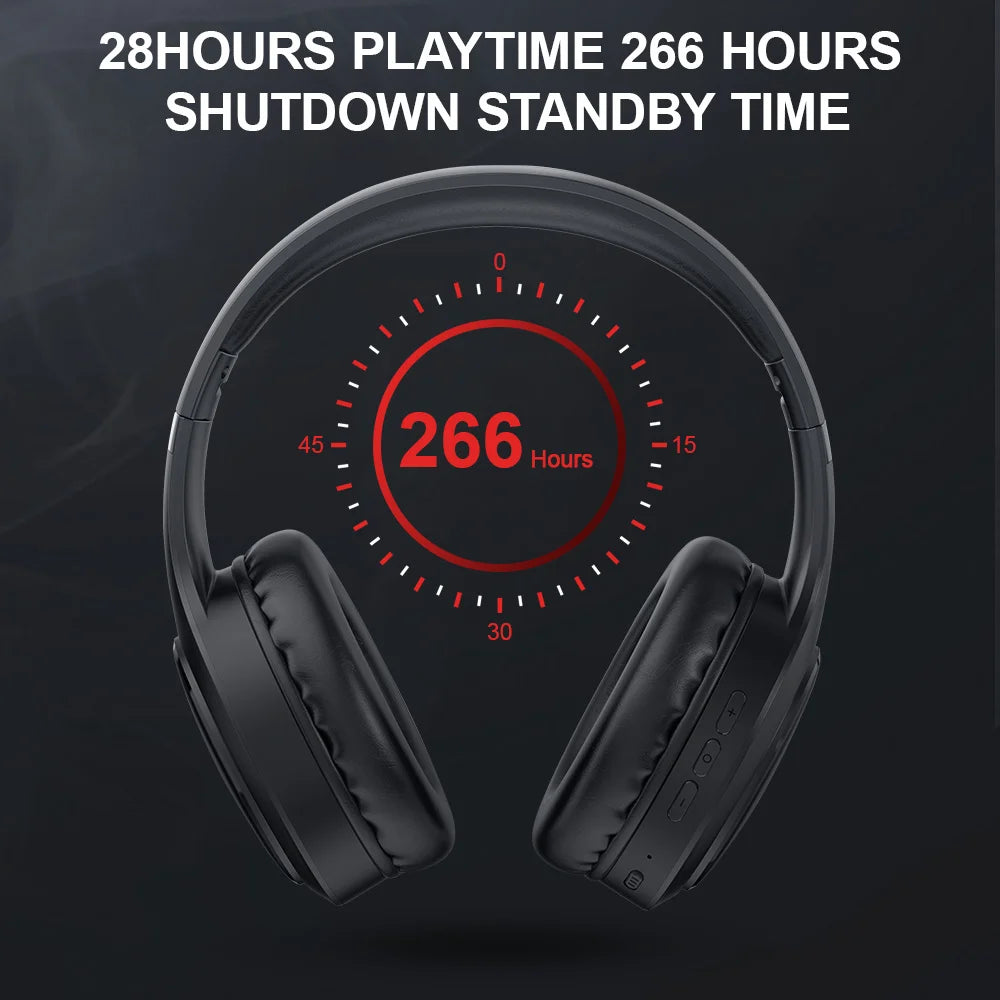 Siindoo JH-919 Wireless Bluetooth Headphones - Foldable Stereo Earphones with Super Bass, Noise Reduction, and Mic for iPhone, Laptop, PC, TV