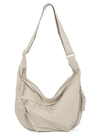Trendy Women’s Soft Cloth Shoulder Bag | Solid Color Casual Crossbody & Hobo Bag for Students