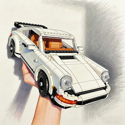 Classic Sports Car 1458PCS Mechanical Building Blocks – Retro Car Model Educational Toy for Kids, Birthday Gift