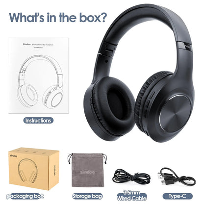 Siindoo JH-ANC923 Active Noise Cancelling Wireless Headset - Foldable Over-Ear Bluetooth Headphones with Mic, Hi-Fi Stereo & Deep Bass