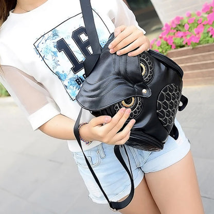 Embossed Owl Backpack: Cute Cartoon Animal PU Bag for Trendy Women - Fashionable Travel Companion