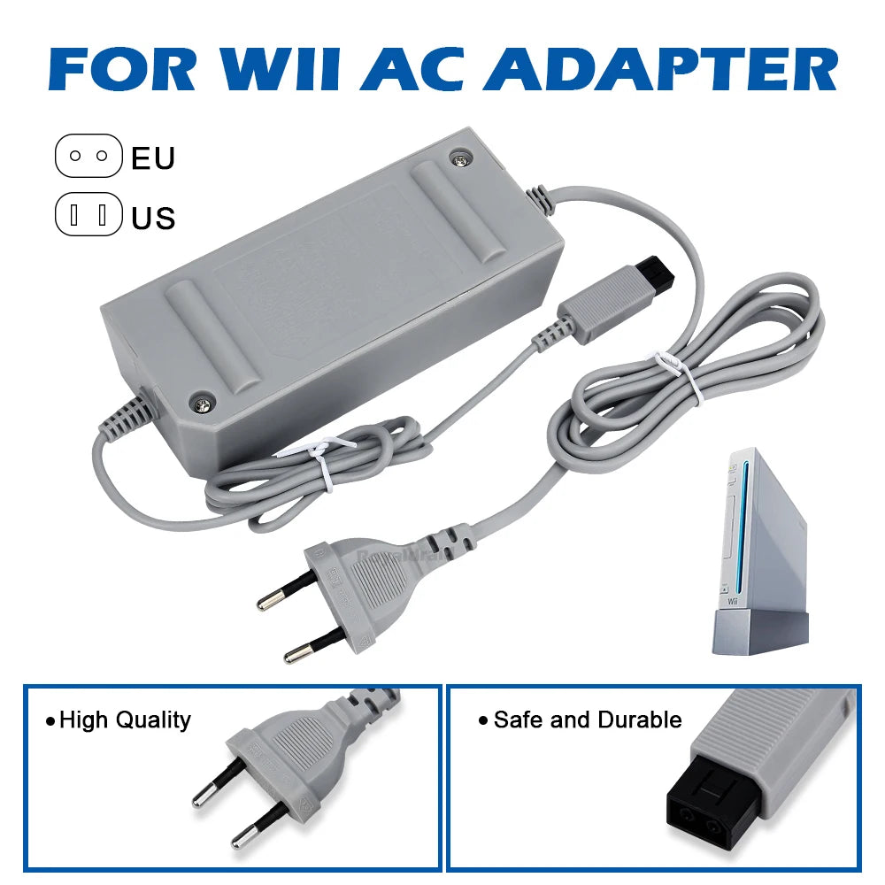Nintend Wii AC Adapter 100-240V 12V 3.7A – EU/US Plug Wall Charger Power Supply