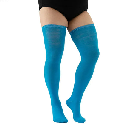 Oversized Women’s Leg Warmers - Thigh-High Over-Knee Socks in White or Black, Plus Size 3XL–5XL