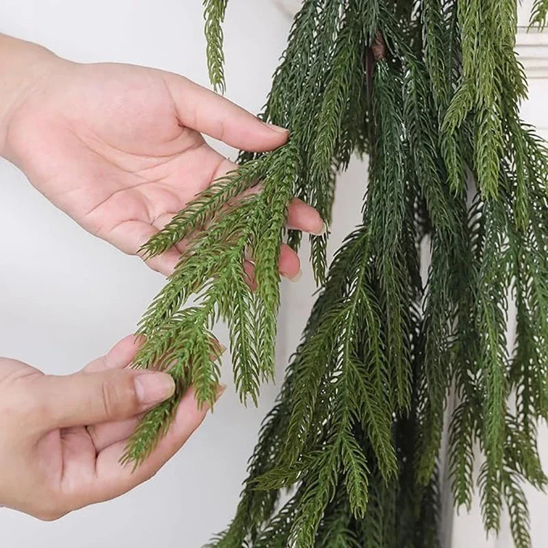 1.5/1.8/2.7M Cypress Garland – Christmas Pine Tree Decoration with Norfolk Tree Leaves for Home & Fireplace