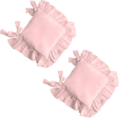 Ruffled Dining Chair Pads - Vintage Seat Cushion Covers with Ties Non-Slip Kitchen Farmhouse Decor