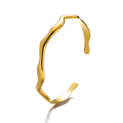 Classic Bump Pattern Open Cuff Bracelet – Gold Stainless Steel Bangle for Women Elegant Hand Jewelry Gift Accessory