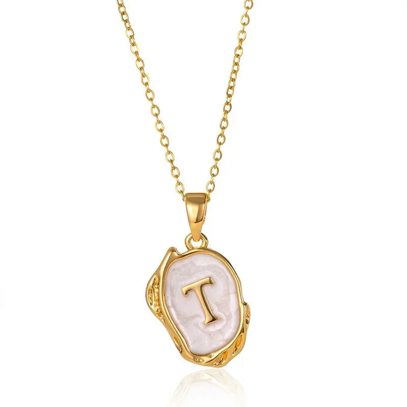 Y2K Stainless Steel Drip Oil Alphabet Necklace – A-Z Initials Pendant for Women & Men, Aesthetic Jewelry Gift