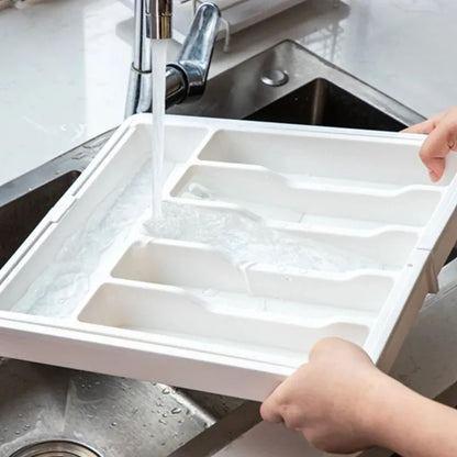Expandable Adjustable Cutlery Drawer Organizer – Kitchen Utensil Tray with Compartments and Flatware Divider