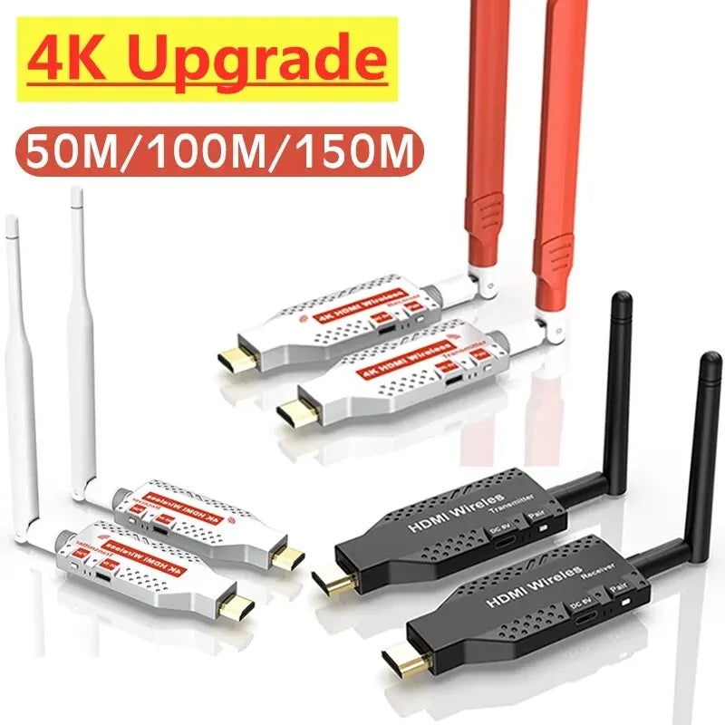 150M Wireless Video Transmitter & Receiver – HDMI-Compatible Extender, TV Stick, Screen Mirror Adapter for PC, DVD, TV & Projector