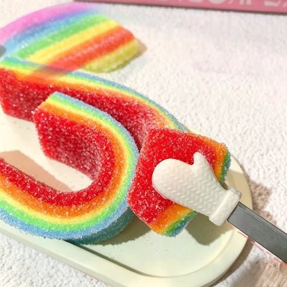 Squishy Rainbow Strip Stress Ball - Soft Stretchable Rainbow Fidget Toy for Stress Relief