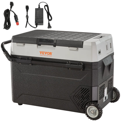 VEVOR Portable Car Refrigerator — 35L/45L/55L Foldable Handle Compressor Freezer with Wheels for Camping, Picnics & Travel