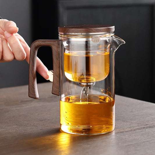 Glass Tea Pot Kettle with Magnetic Infuser - 520ML/720ML Tea Filtration Cup Set with One-Click Switch
