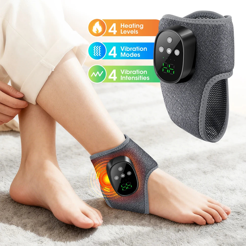 Electric Heated Foot Massager - Cordless Vibration Ankle Wrap for Home & Office Relaxation
