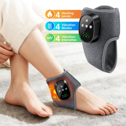 Electric Heated Foot Massager - Cordless Vibration Ankle Wrap for Home & Office Relaxation