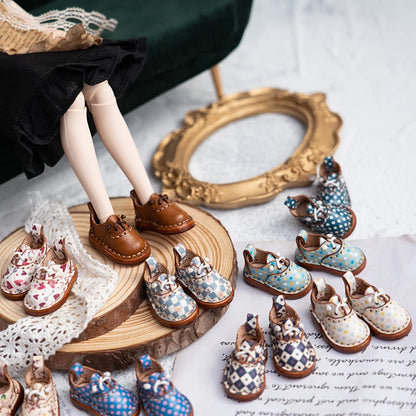 Blythe Baby Mini Cowhide Shoes – Handmade OB22 OB24 UFDOLL Checker Doll Accessories