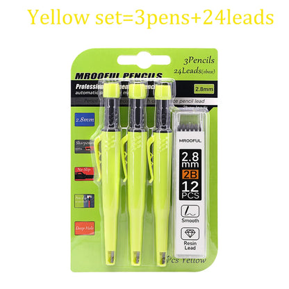Professional Carpenter’s Pencil Set - 2.8mm Deep-Hole Marking & Drawing Tool for Woodworking & Construction