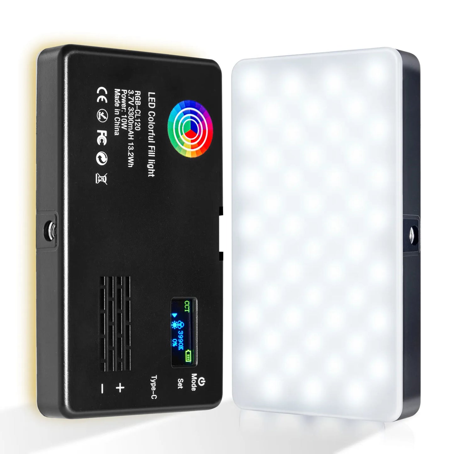 Dynamic RGB LED Camera Light Kit: Full Color Output, Dimmable Panel Light (2500K-8500K) CRI 95+