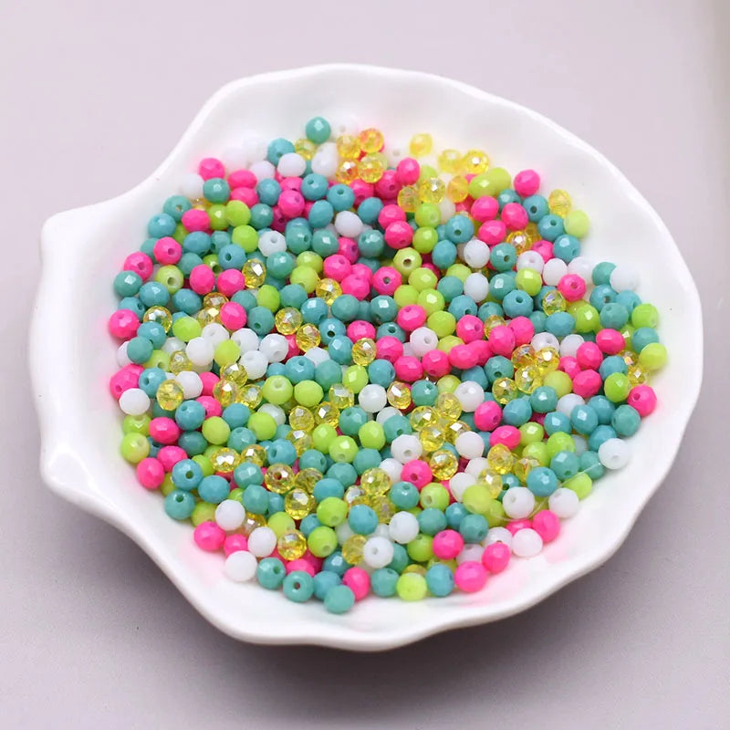 Mixed Color Crystal Glass Beads - 4mm Faceted Rondelle Spacer Beads for DIY Bracelet & Jewelry Making Crafts