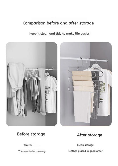 5-Layer Multi-Functional Clothes Hanger – Non-Slip Pant Storage Rack for Hanging & Organization