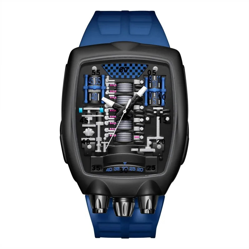 Alien Y2K Transparent Quartz Watch - Creative Hollow Case Design Fashion Men's Wristwatch with Unique Retro Style
