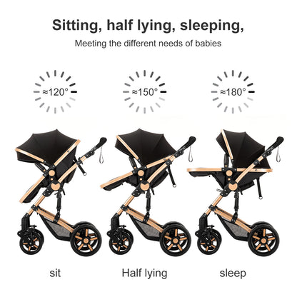 High-Quality 3-in-1 Newborn Baby Stroller — Lightweight Folding Cart with Comfort Seat & ISOFIX Safety