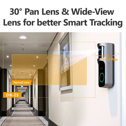 IMOU Video Doorbell 2S – 5000mAh Rechargeable Battery, 30° Pan Lens, Human Detection, Two-Way Talk, Waterproof, 100% Wire-Free with Chime